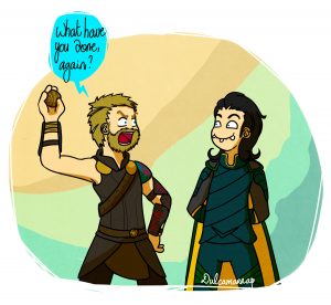 Loki trolling Thor, Ragnarok style