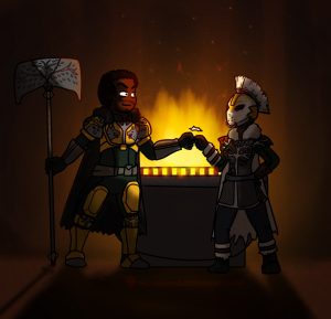 Saladin hands over the burden of the Iron Banner to Lady Efrideet. ï»¿