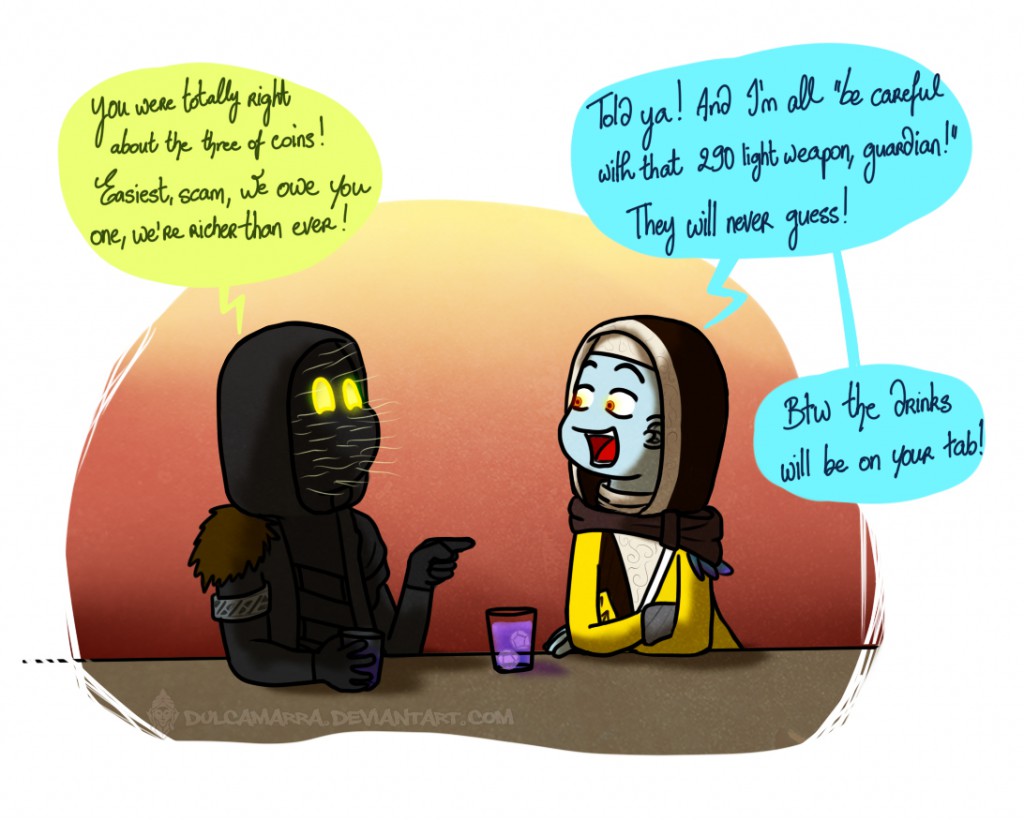 Xur and the Cryptarch having a drink