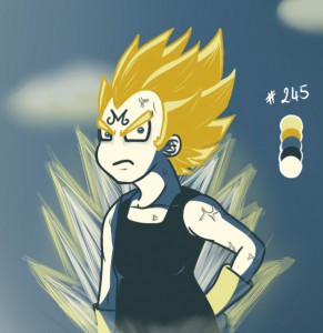 Majin Vegeta from Dragon Ball Z with a given color palette