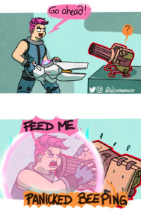 Zarya asking bastion to feed her