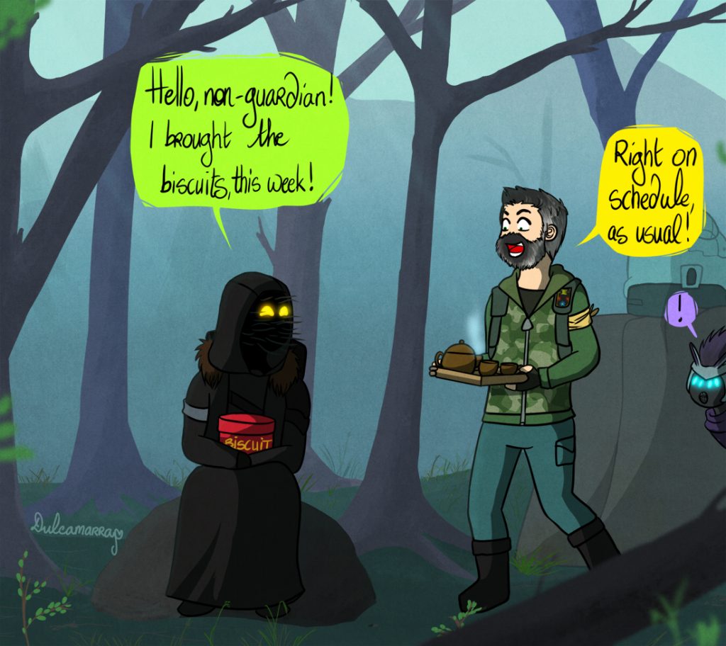 Xur and Devrim having tea on the EDZ