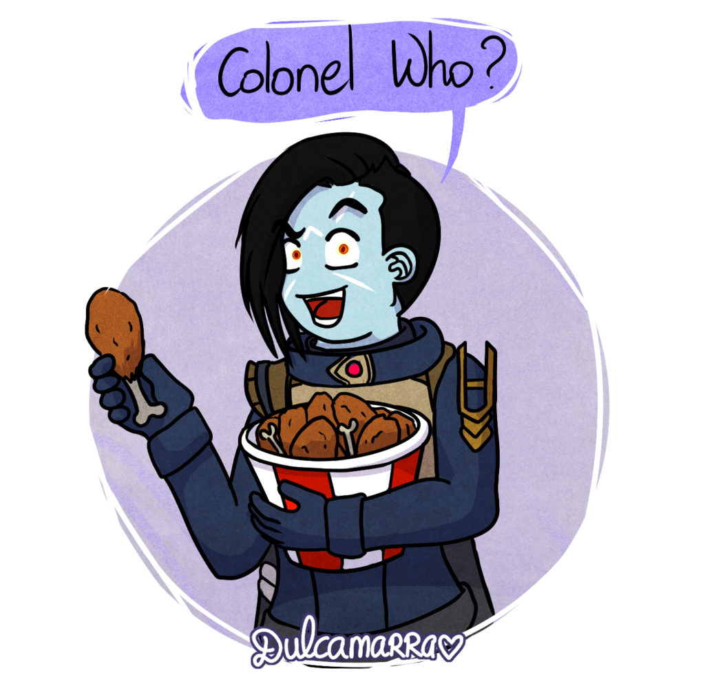 Uldren eating chicken