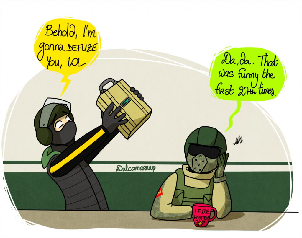 Bandit threatening to defuse Fuze with the defuser