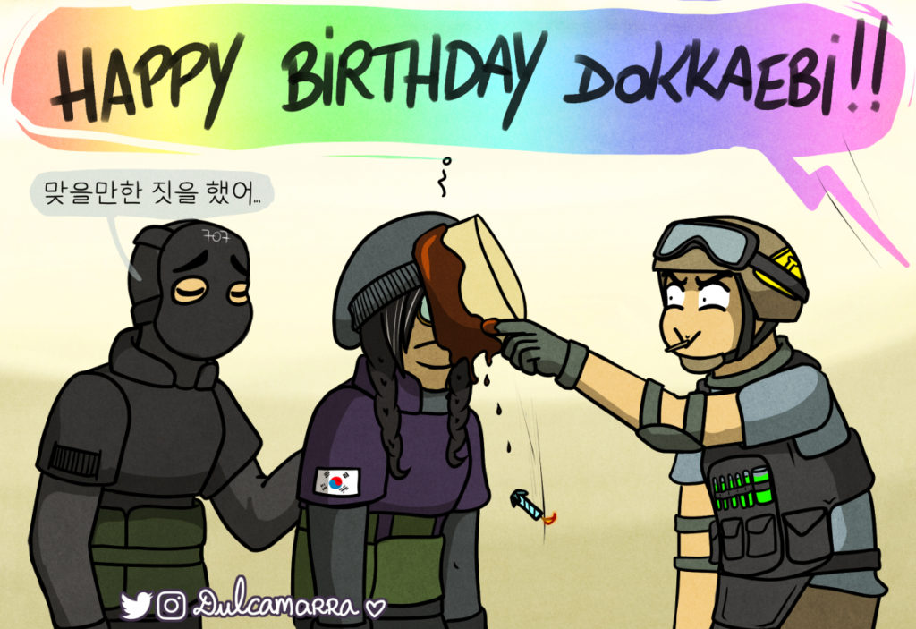 Dokkaebi's birthday with her cake in her face