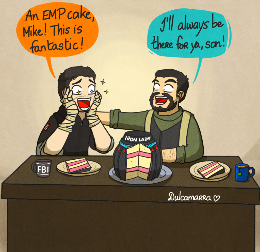Thatcher and Thermite are celebrating Thermite birthday with an EMP cake