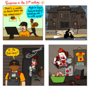 Pennywise in the 21st century orders on Uber Eats