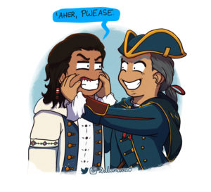 Haytham Kenway pinching Connor's cheeks