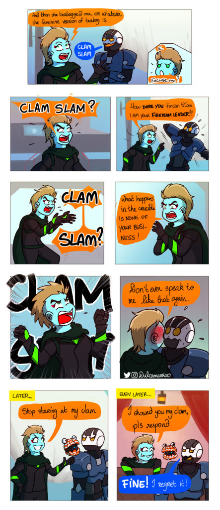 Dulca discovers the term "clam slam"