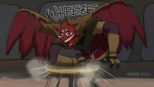 Oryx smashing a platform and wheezing like the wheeze meme