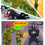 Venom, Groot and Phoenix ult with their respective voicelines, "we are venom", "I am Groot", "I am Phoenix" and on the second panel, they are at a meet and greet introducing themselvess with name tags